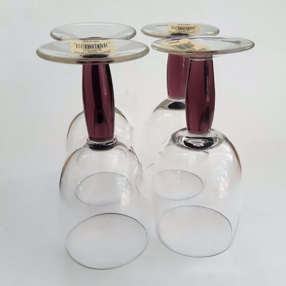 Lenox Crystal Avalon Amethyst Water Wine Goblets Stem Glasses Set of 4 New Cond. - Picture 3 of 15